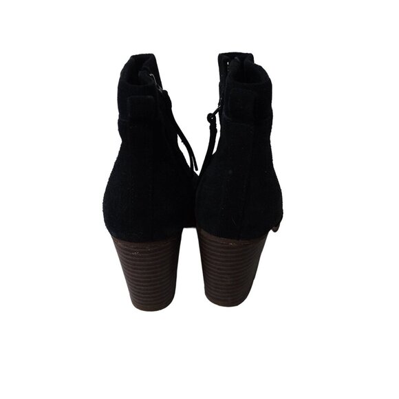 Toms Black Suede Ankle Boots Women Size 8.5 With Block Heel Zipper Closure - Picture 4 of 13
